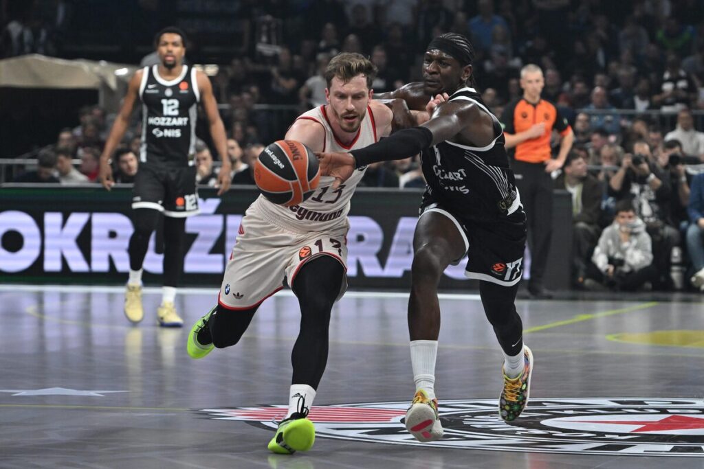 kosarkas Partizana na utakmici Evrolige protiv Bajerna Minhen u hali Beogradska arena, Beograd 04.12.2025. godine Foto: Marko Metlas Kosarka, Partizan, Evroliga, Bajern Minhen