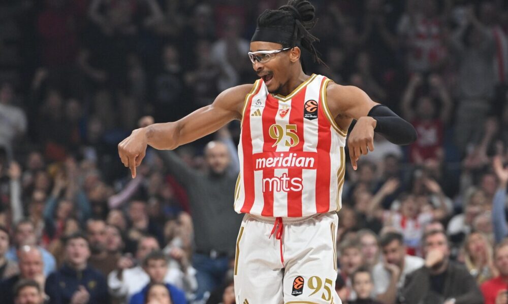 kosarkas Crvene zvezde na utakmici Evrolige protiv Virtusa Bolonja u hali Beogradska arena, Beograd 19.12.2025. godine Foto: Marko Metlas Kosarka, Crvena zvezda, Evroliga, Virtus Bolonja