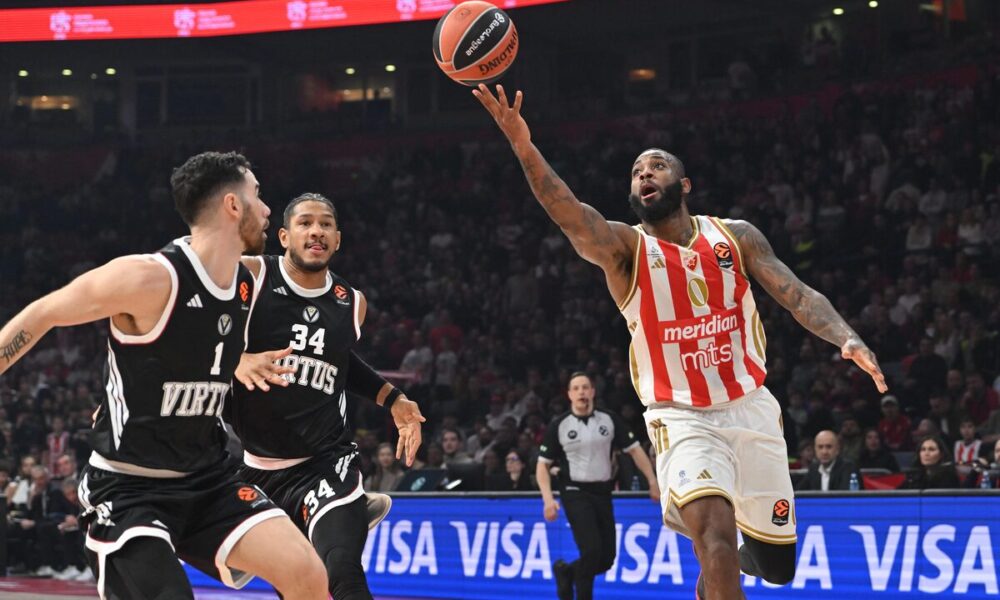 kosarkas Crvene zvezde na utakmici Evrolige protiv Virtusa Bolonja u hali Beogradska arena, Beograd 19.12.2025. godine Foto: Marko Metlas Kosarka, Crvena zvezda, Evroliga, Virtus Bolonja