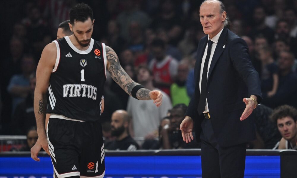 kosarkas Virtusa na utakmici Evrolige protiv Crvene zvezde u hali Beogradska arena, Beograd 19.12.2025. godine Foto: Marko Metlas Kosarka, Crvena zvezda, Evroliga, Virtus Bolonja