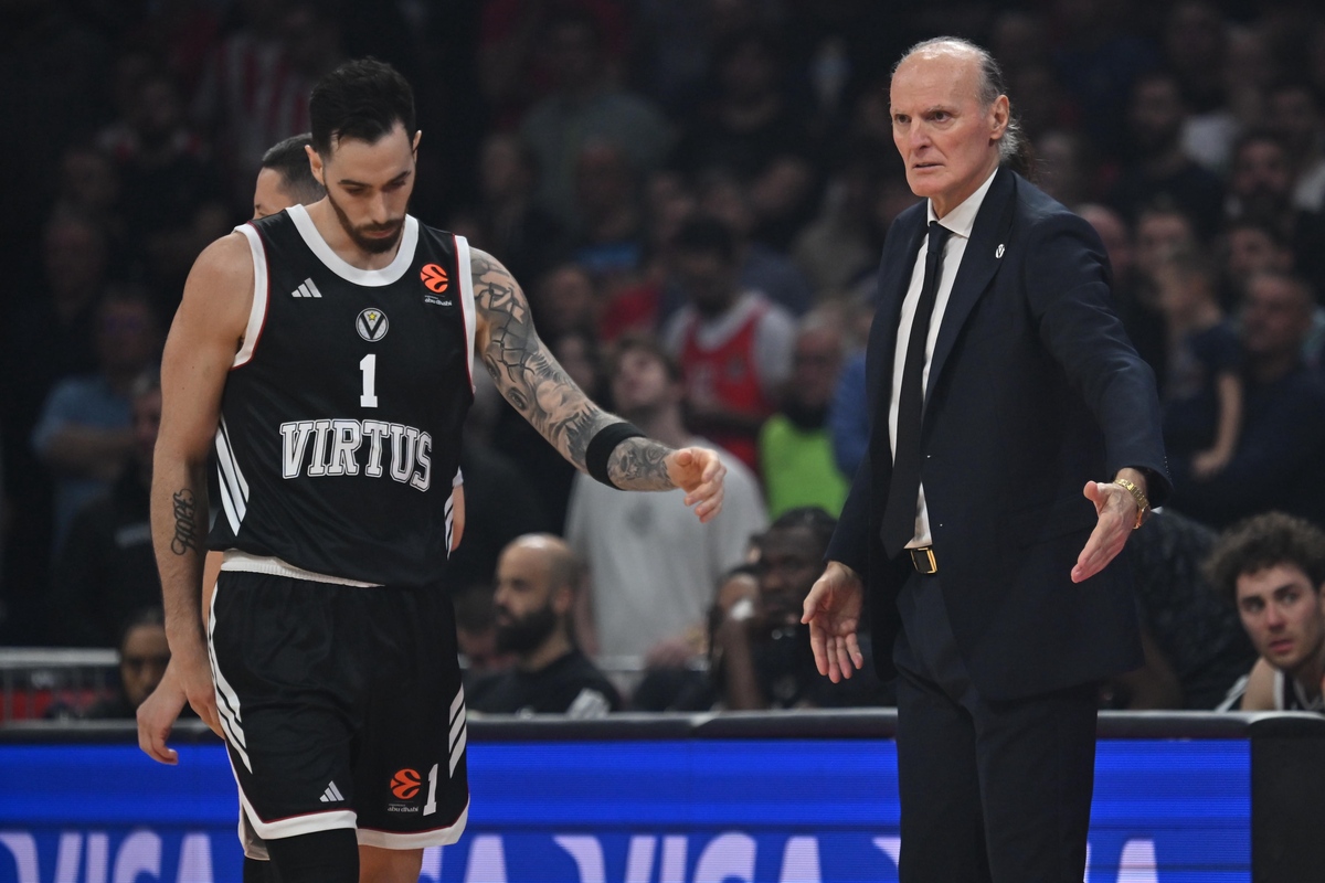 kosarkas Virtusa na utakmici Evrolige protiv Crvene zvezde u hali Beogradska arena, Beograd 19.12.2025. godine Foto: Marko Metlas Kosarka, Crvena zvezda, Evroliga, Virtus Bolonja