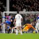 Crystal Palace's Eddie Nketiah, second left, scores his sides first goal during the English Premier League soccer match between Fulham and Crystal Palace, in London, Sunday, Dec. 7, 2025. (John Walton/PA via AP)