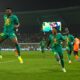FILE - Senegal's Habib Diallo, left, celebrates after scoring his side's opening goal during the African Cup of Nations round of 16 soccer match between Senegal and Ivory Coast, at the Charles Konan Banny stadium in Yamoussoukro, Ivory Coast, Jan. 29, 2024. (AP Photo/Themba Hadebe, File)