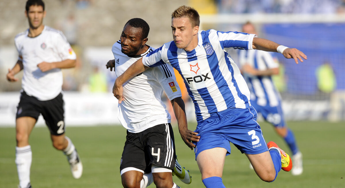 FUDBAL - MILAN RODIC, fudbaler OFK Beograda, na utakmici protiv Partizana, MOHAMED KAMARA MEDO. Beograd, 02.09.2012. photo:N.Parausic