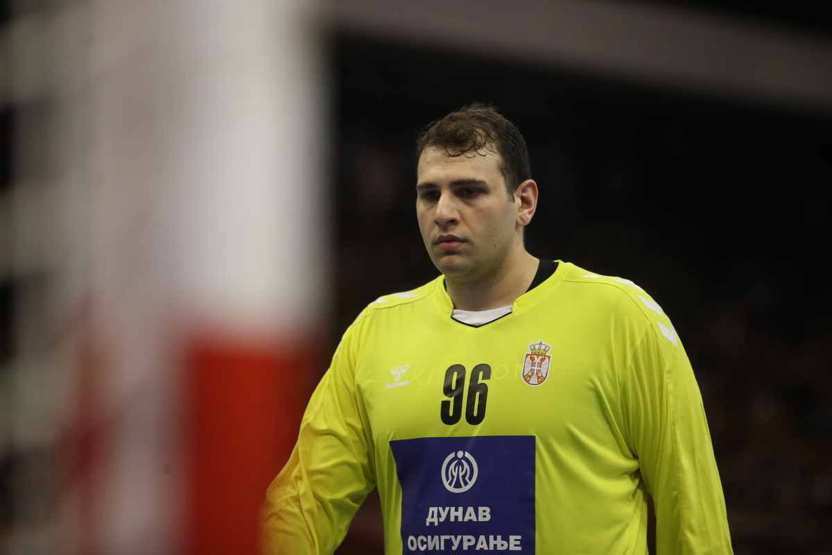 DEJAN MILOSAVLJEV golman rukometasa Srbije na utakmici EHF kvalifikacija za Evropsko Prvenstvo protiv Spanije u hali SPENS, Novi Sad 12.05.2024. godine Foto: Ivica Veselinov / MN PRESS RUKOMET, HANDBALL, SRBIJA, SPANIJA, SPAIN, EHF