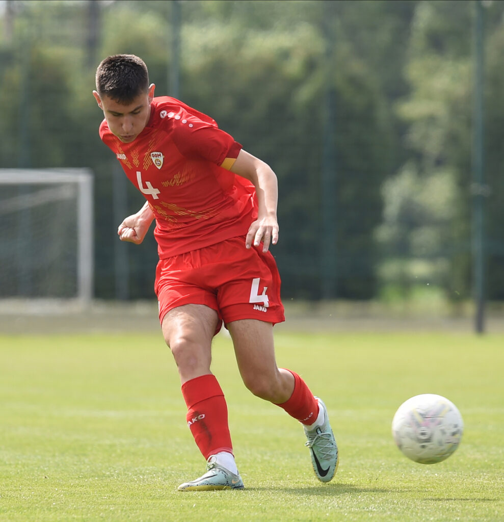 MATEO KESIC, mladi fudbaler Severne Makedonije, na utakmici memorijalnog turnira Miljan Miljanic, protiv Crne Gore, u SC FSS. Stara Pazova, 16.05.2024. foto: Nebojsa Parausic Fudbal, U16, Crna Gora, Severna Makedonija