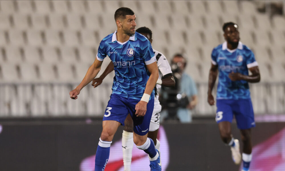 STEFAN MITROVIC fudbaler KAA Genta na utakmici kvalifikacija za UEFA Ligu Konferencija protiv Partizana na stadionu Partizana, Beograd 22.08.2024. godine Foto: Marko Metlas Fudbal, Partizan, Kvalifikacije, UEFA Liga Konferencija, KAA Gent
