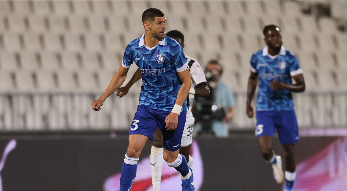 STEFAN MITROVIC fudbaler KAA Genta na utakmici kvalifikacija za UEFA Ligu Konferencija protiv Partizana na stadionu Partizana, Beograd 22.08.2024. godine Foto: Marko Metlas Fudbal, Partizan, Kvalifikacije, UEFA Liga Konferencija, KAA Gent