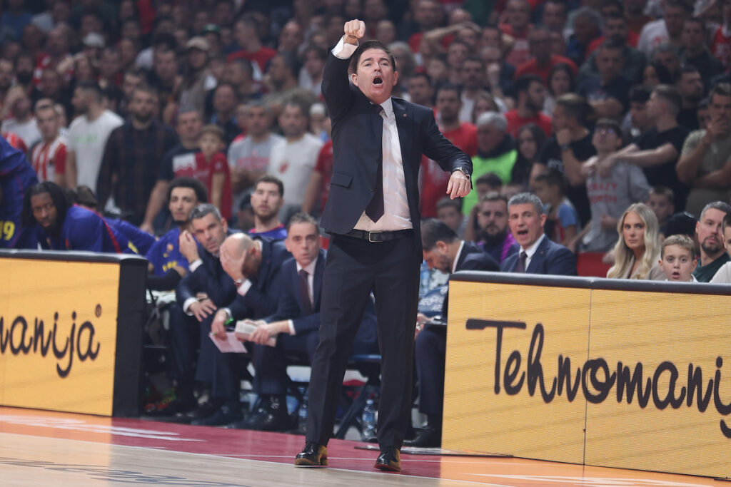 XAVI PASCUAL Cavi Paskval trener kosarkasa Barselone na utakmici Evrolige protiv Crvene Zvezde u hali Beogradska Arena, Beograd 05.12.2025. godine Foto: Ivica Veselinov / MN PRESS KOSARKA, BASKETBALL, EVROLIGA, EUROLEAGUE, CRVENA ZVEZDA, BARCELONA, BARSELONA