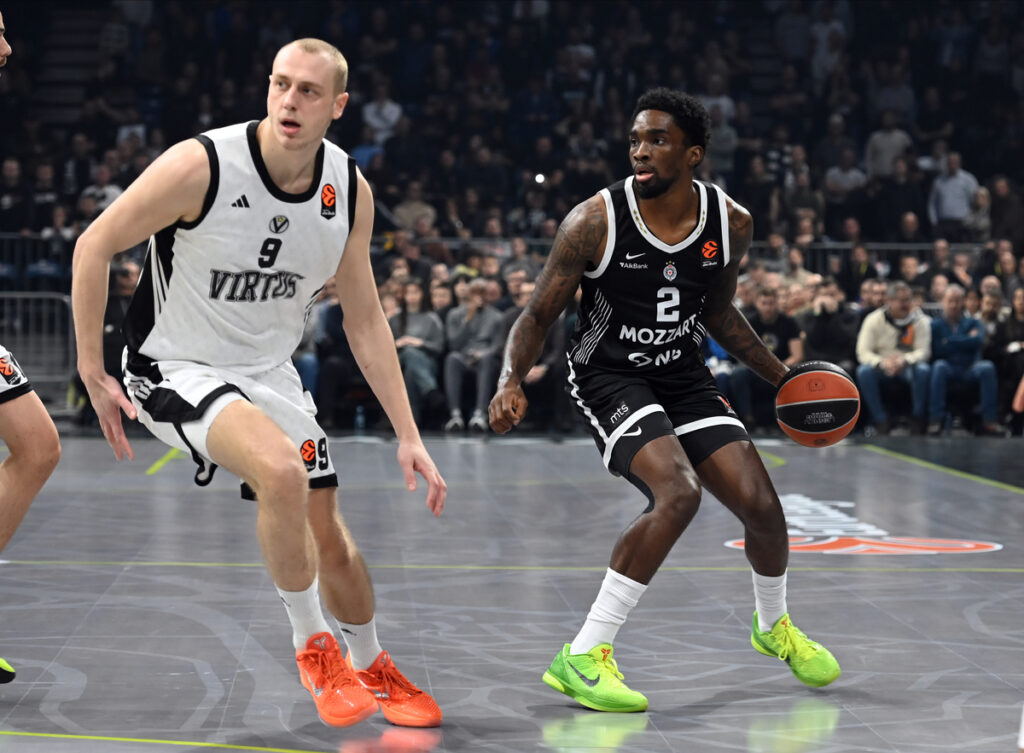 SHAKE MILTON Sejk Milton, kosarkas Partizana, na utakmici Evrolige protiv Virtusa, u Beogradskoj areni. Beograd, 17.12.2025. foto: Nebojsa Parausic Kosarka, Euroleague, Partizan, Virtus