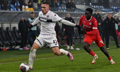 DUSAN JOVANOVIC fudbaler Partizana na utakmici Superlige Prvenstva Srbije protiv IMT na stadionu Lagator, Loznica 20.12.2025. godine Foto: Marko Metlas Fudbal, Partizan, Superliga Prvenstvo Srbije, IMT