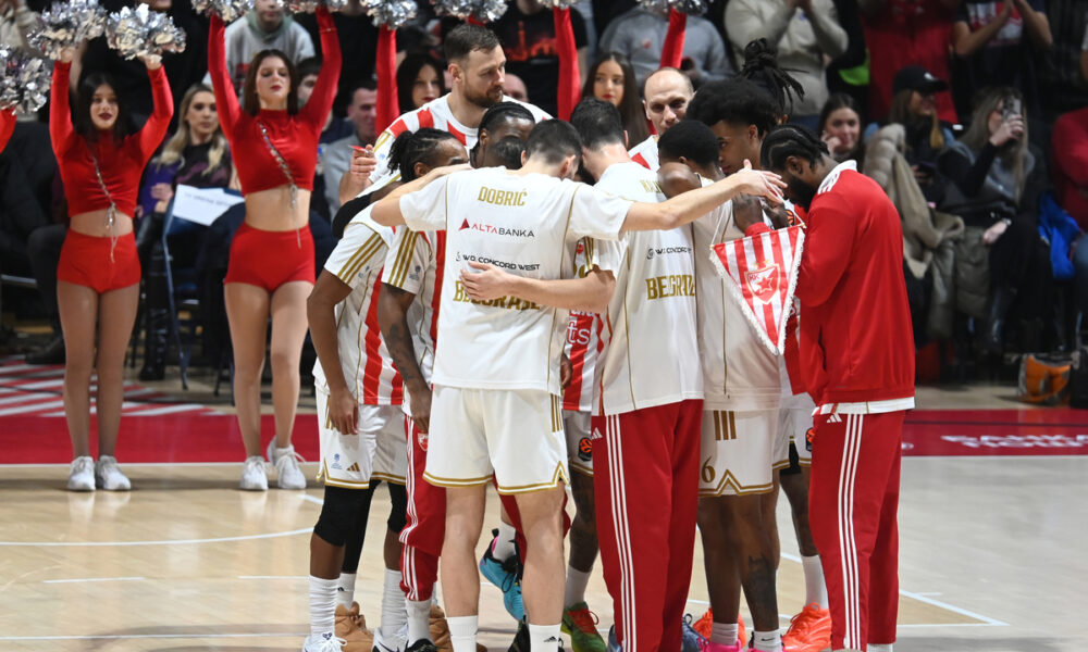 Kosarkasi Crvene zvezde, na utakmici Evrolige protiv Valensije, u hali Aleksandar Nikolic. Beograd, 06.01.2026. foto: Nebojsa Parausic Kosarka, Euroleague, Crvena zvezda, Valensija