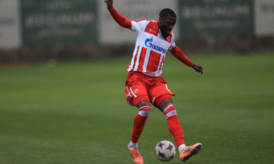 SHAVY WARREN BABICKA Savi Voren Babika, fudbaler Crvene zvezde, na pripremnoj utakmici protiv DVSC Debrecina, na terenu hotela Regnum Caria. Antalija, 11.01.2026. foto: MN Press / adj Fudbal, Crvena zvezda, DVSC Debrecin, Pripremna utakmica