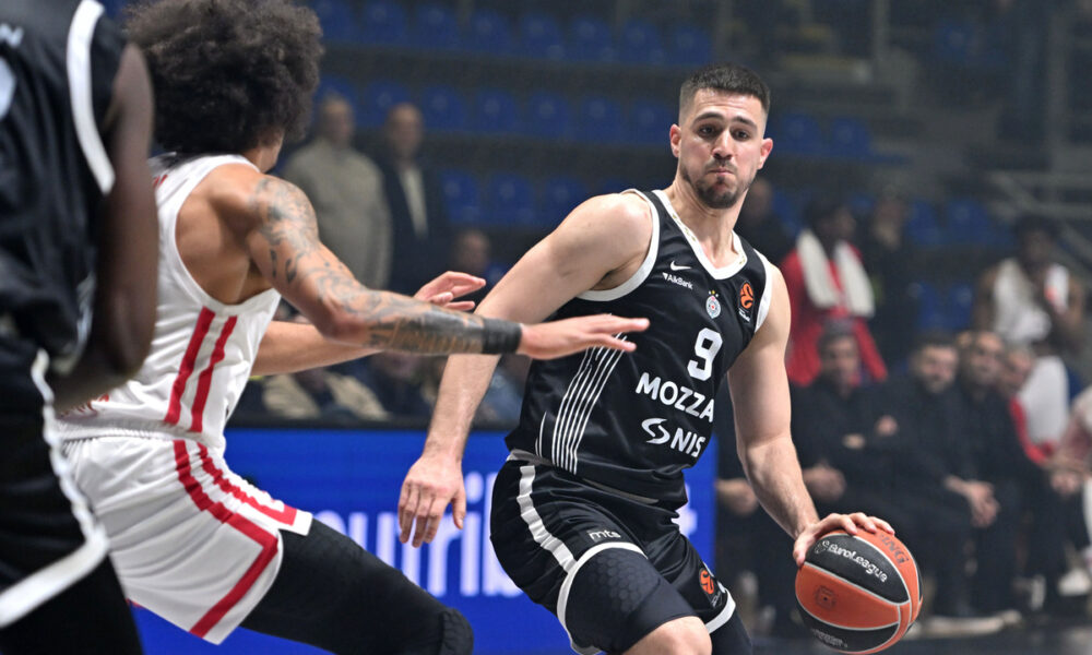 VANJA MARINKOVIC kosarkas Partizana na utakmici Evrolige protiv Olimpijakosa Pirej u hali Aleksandar Nikolic Pionir, Beograd 14.01.2026. godine Foto: Marko Metlas Kosarka, Partizan, Evroliga, Olimpijakos Pirej