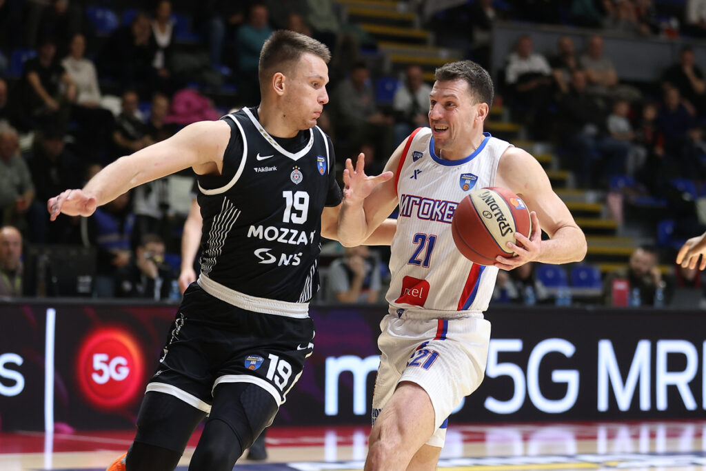 DRAGAN MILOSAVLJEVIC kosarkas Igokee na utakmici ABA lige protiv ARIJAN LAKIC iz Partizana u hali Aleksandar Nikolic, Beograd 25.01.2026. godine Foto: Ivica Veselinov / MN PRESS KOSARKA, BASKETBALL, ABA LIGA, ABA LEAGUE, JADRANSKA LIGA, ADRIATIC LEAGUE, KK PARTIZAN, IGOKEA