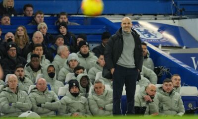 Chelsea's head coach Enzo Maresca stands on the sideline during the English Premier League soccer match between Chelsea and Bournemouth in London, England, Tuesday, Dec. 30, 2025. (AP Photo/Kin Cheung)