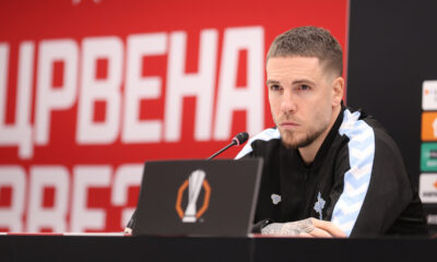 fudbaler Selte na konferenciji pred utakmicu UEFA Lige Evropa protiv Crvene Zvezde na stadionu Rajko Mitic, Beograd 28.01.2026. godine Foto: Ivica Veselinov / MN PRESS FUDBAL, FOOTBALL, UEFA EUROPA LEAGUE, LIGA EVROPE, CRVENA ZVEZDA, RED STAR, SELTA, CELTA