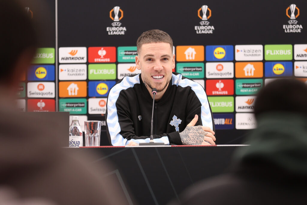 fudbaler Selte na konferenciji pred utakmicu UEFA Lige Evropa protiv Crvene Zvezde na stadionu Rajko Mitic, Beograd 28.01.2026. godine Foto: Ivica Veselinov / MN PRESS FUDBAL, FOOTBALL, UEFA EUROPA LEAGUE, LIGA EVROPE, CRVENA ZVEZDA, RED STAR, SELTA, CELTA