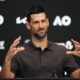 Novak Djokovic of Serbia gestures during a press conference ahead of the Australian Open tennis championship in Melbourne, Australia, Saturday, Jan. 17, 2026. (AP Photo/Aaron Favila)