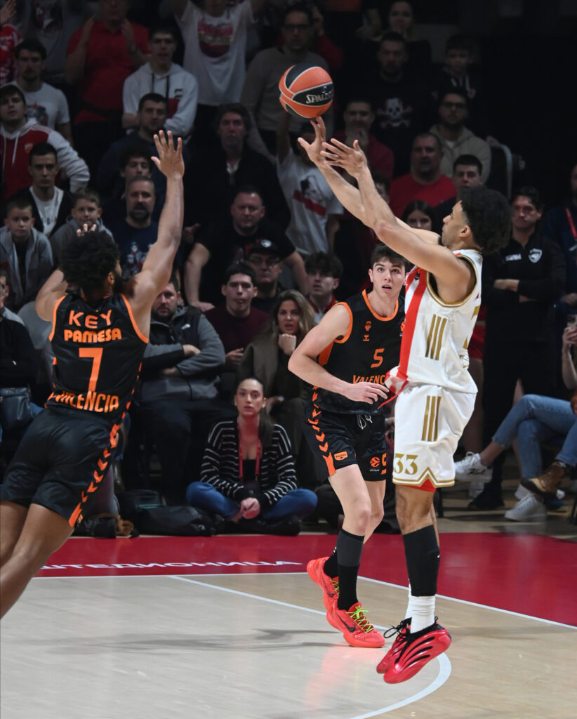 , kosarkas Crvene zvezde, na utakmici Evrolige protiv Valensije, u hali Aleksandar Nikolic. Beograd, 06.01.2026. foto: Nebojsa Parausic Kosarka, Euroleague, Crvena zvezda, Valensija