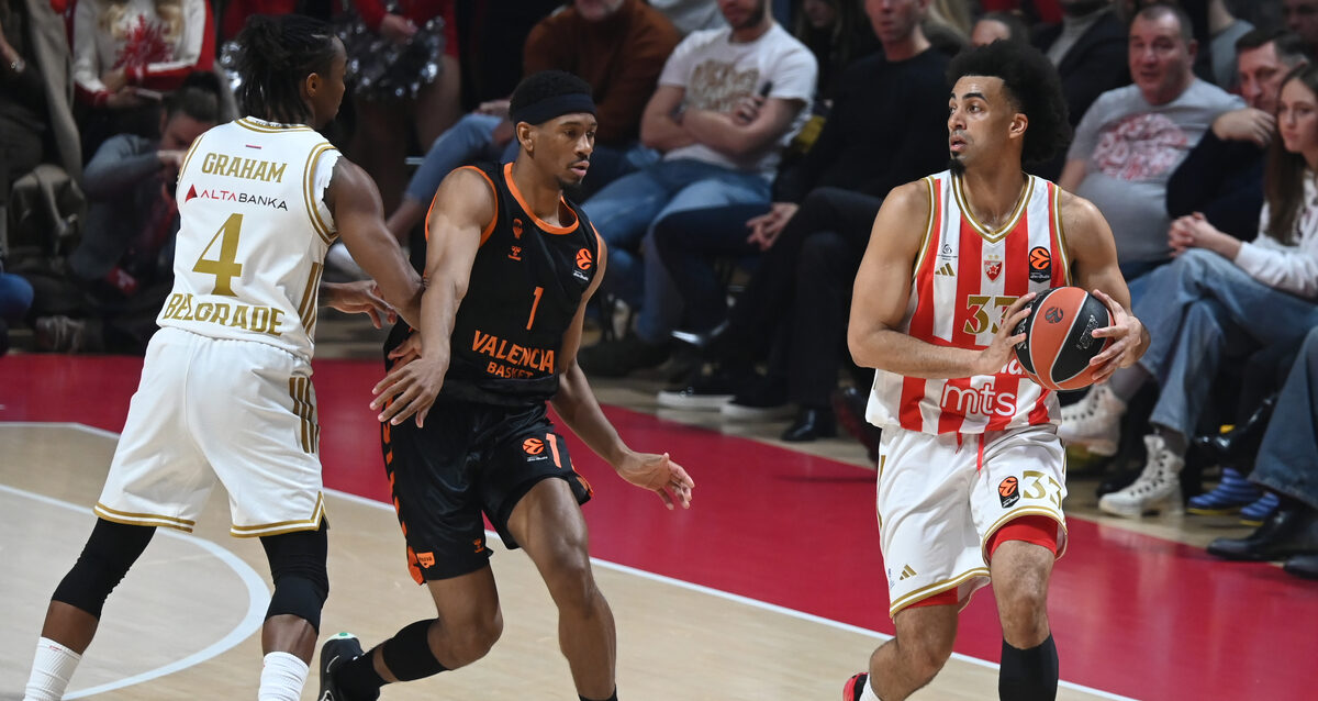 , kosarkas Crvene zvezde, na utakmici Evrolige protiv Valensije, u hali Aleksandar Nikolic. Beograd, 06.01.2026. foto: Nebojsa Parausic Kosarka, Euroleague, Crvena zvezda, Valensija