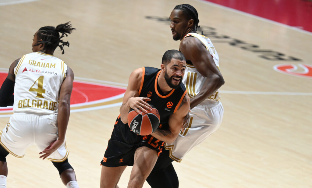 , kosarkas Valensije, na utakmici Evrolige protiv Crvene zvezde, u hali Aleksandar Nikolic. Beograd, 06.01.2026. foto: Nebojsa Parausic Kosarka, Euroleague, Crvena zvezda, Valensija