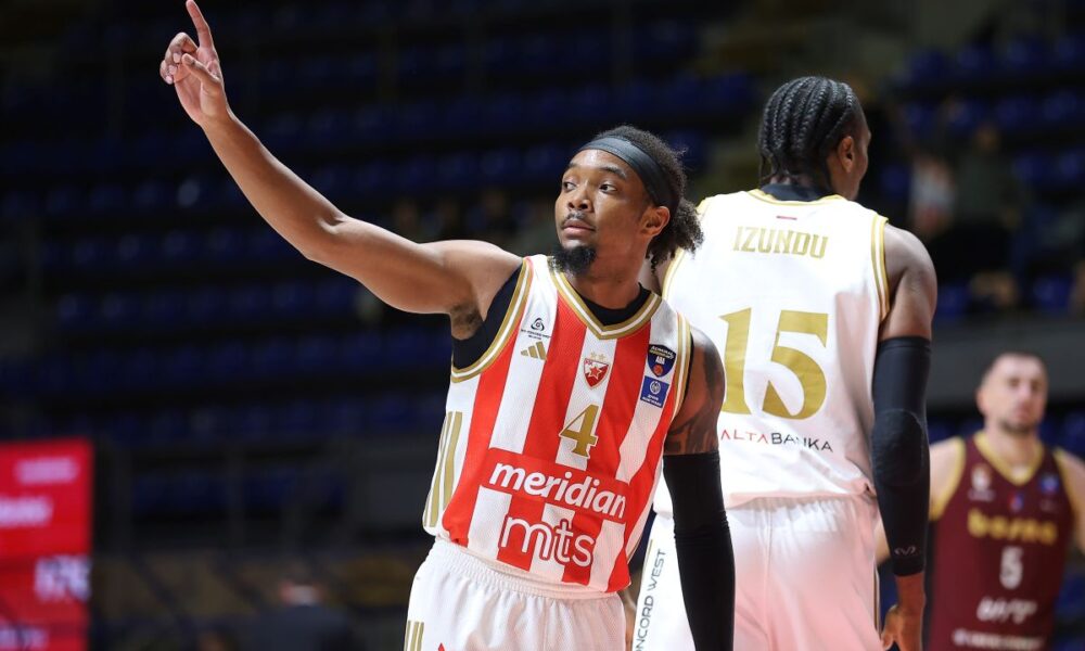 kosarkas Crvene Zvezde na utakmici ABA lige protiv Bosne u hali Aleksandar Nikolic, Beograd 12.01.2026. godine Foto: Ivica Veselinov / MN PRESS KOSARKA, BASKETBALL, ABA LIGA, ABA LEAGUE, CRVENA ZVEZDA, BOSNA, JADRANSKA LIGA, ADRIATIC LEAGUE