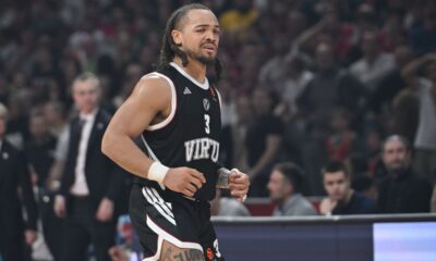 CARSEN EDWARDS Karsen Edvards kosarkas Virtusa Bolonja na utakmici Evrolige protiv Crvene zvezde u hali Beogradska arena, Beograd 19.12.2025. godine Foto: Marko Metlas Kosarka, Crvena zvezda, Evroliga, Virtus Bolonja