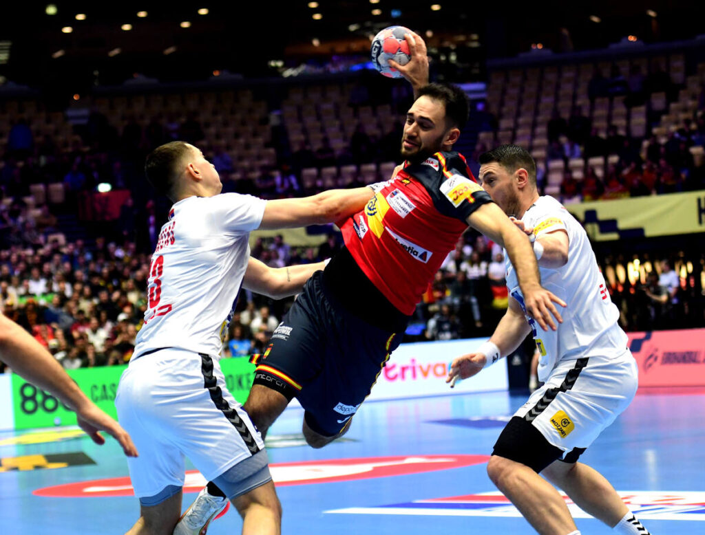 rukometas reprezentacije Španije na utakmici EHF Evropskog prvenstva protiv Srbije u hali Jiske bank boksen, Herning 15.01.2026. godine Foto: MN PRESS Rukomet, Srbija, EHF Evropsko prvenstvo, Spanija
