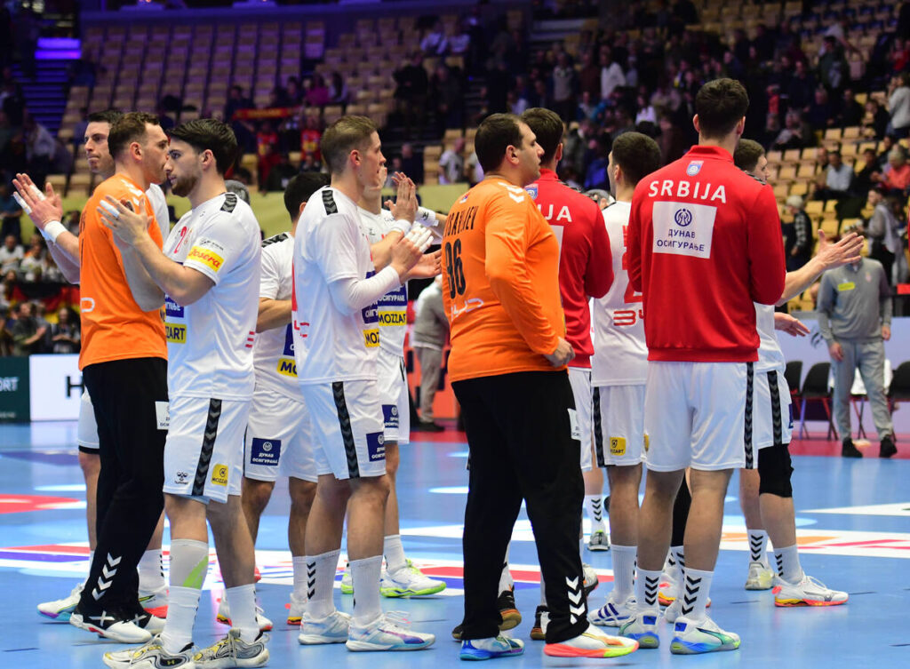 rukometas reprezentacije Srbije na utakmici EHF Evropskog prvenstva protiv Spanije u hali Jiske bank boksen, Herning 15.01.2026. godine Foto: MN PRESS Rukomet, Srbija, EHF Evropsko prvenstvo, Spanija