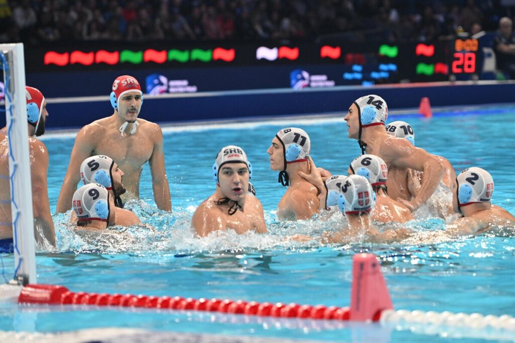 vaterpolista reprezentacije Srbije na utakmici FINA Evropskog prvenstva protiv Italije na bazenu u hali Beogradska arena, Beograd, 23.01.2026. godine Foto: Marko Metlas Vaterpolo, Srbija, FINA Evropsko prvenstvo, Italija