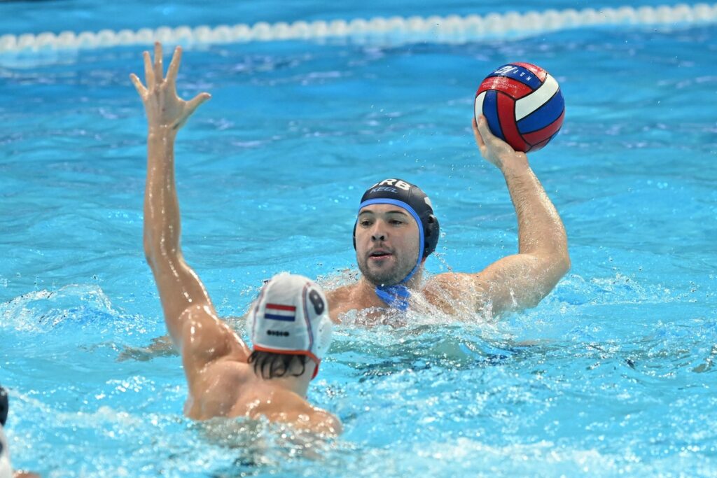 vaterpolista reprezentacije Srbije na utakmici FINA Evropskog prvenstva protiv Holandije na bazenu u hali Beogrdska arena, Beograd, 10.01.2026. godine Foto: Marko Metlas Vaterpolo, Srbija, FINA Evropsko prvenstvo, Holandija