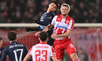 fudbaler Crvene zvezde na utakmici UEFA Lige Evropa protiv Selte Vigo na stadionu Rajka Mitica, Beograd 29.01.2026. godine Foto: Marko Metlas Fudbal, Crvena zvezda, UEFA Liga Evropa, Selta Vigo