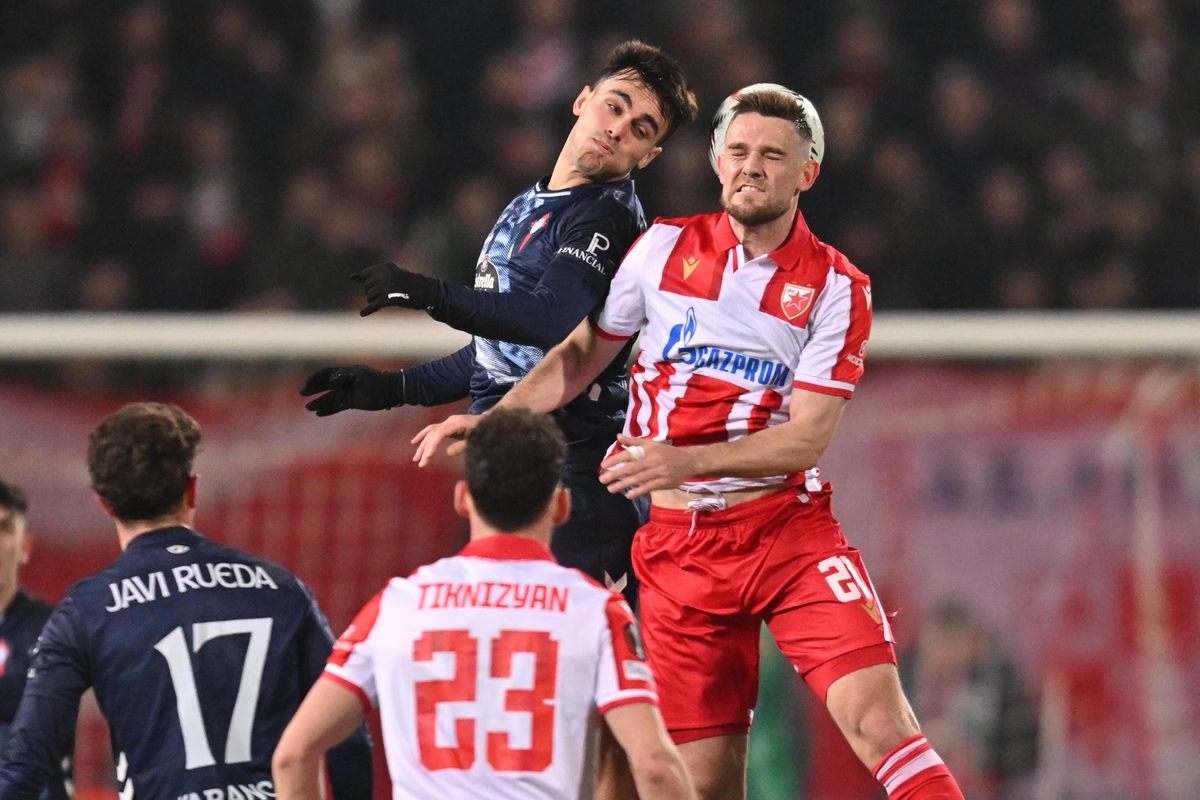 fudbaler Crvene zvezde na utakmici UEFA Lige Evropa protiv Selte Vigo na stadionu Rajka Mitica, Beograd 29.01.2026. godine Foto: Marko Metlas Fudbal, Crvena zvezda, UEFA Liga Evropa, Selta Vigo