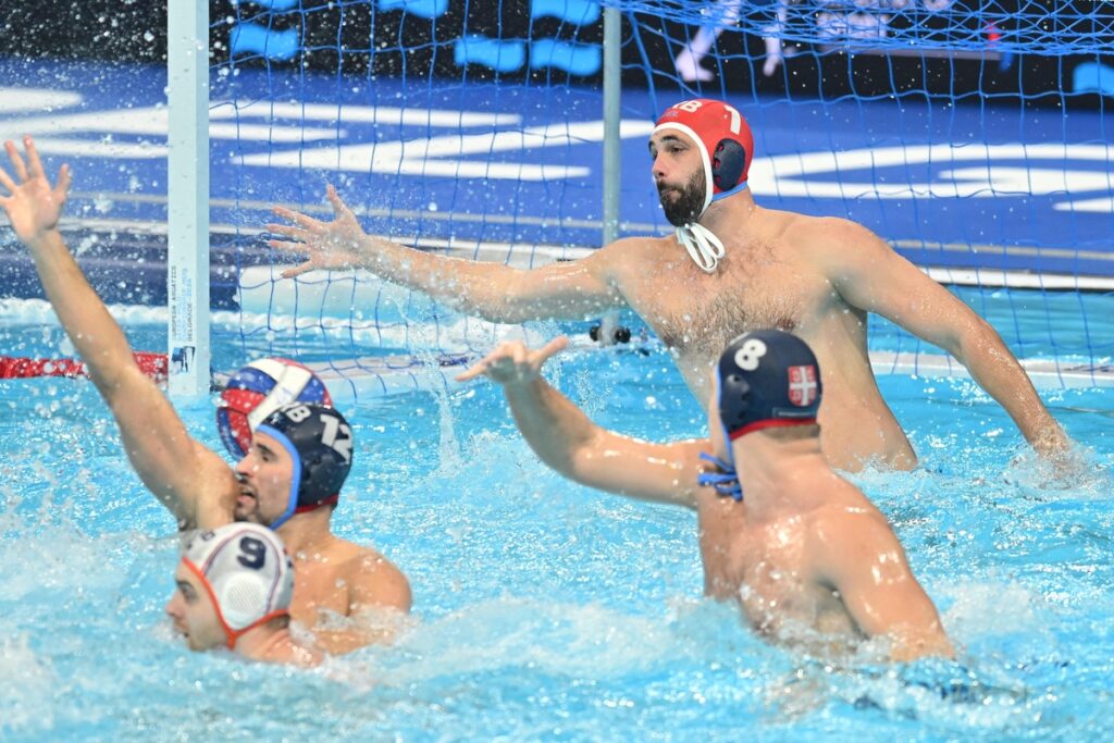 vaterpolista reprezentacije Srbije na utakmici FINA Evropskog prvenstva protiv Holandije na bazenu u hali Beogrdska arena, Beograd, 10.01.2026. godine Foto: Marko Metlas Vaterpolo, Srbija, FINA Evropsko prvenstvo, Holandija