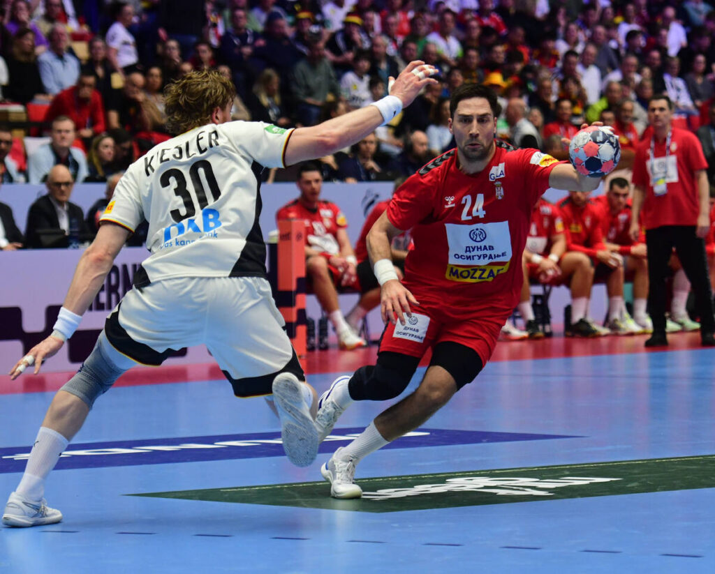 rukometas reprezentacije Srbije na utakmici EHF Evropskog prvenstva protiv Nemacke u hali Jiske bank boksen, Herning 17.01.2026. godine Foto: MN PRESS Rukomet, Srbija, EHF Evropsko prvenstvo, Nemacka