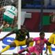 Senegal's Iliman Ndiaye, top left, reacts after scoring the opening goal of his team during the Africa Cup of Nations quarterfinal soccer match between Senegal and Mali in Tangier, Morocco, Friday, Jan. 9, 2026. (AP Photo/Themba Hadebe)