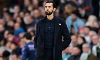 Real Madrid's head coach Alvaro Arbeloa watches from the sideline the Spanish La Liga soccer match between Real Madrid and Levante in Madrid, Spain, Saturday, Jan. 17, 2026. (AP Photo/Jose Breton)
