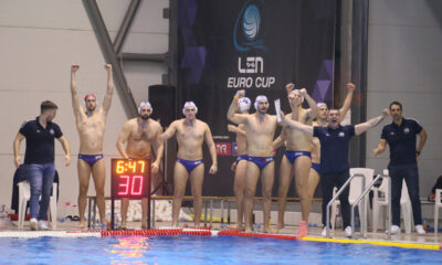 SLAVLJE vaterpolista Novog Beograda na utakmici finala Kupa Srbije protiv Crvene Zvezde na bazenu VK Sabac, Sabac 30.11.2024. godine Foto: Ivica Veselinov / MN PRESS VATERPOLO, WATERPOLO, KUP SRBIJE, NATIONAL CUP, VK CRVENA ZVEZDA, NOVI BEOGRAD