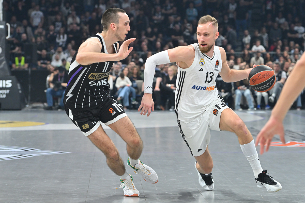 DZANAN MUSA kosarkas Reala Madrid na utakmici Evrolige protiv Partizana u hali Beogradska arena, Beograd 10.04.2025. godine Foto: Marko Metlas Kosarka, Partizan, Evroliga, Real Madrid