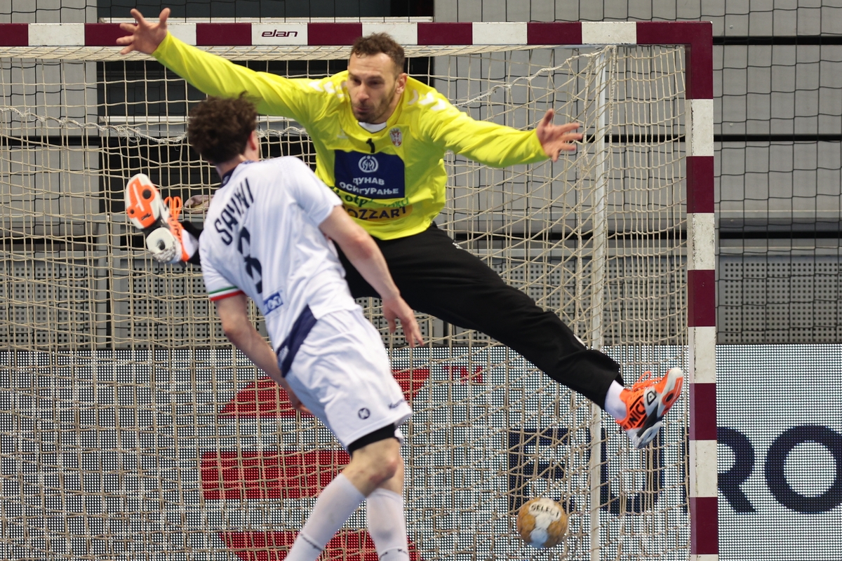 VLADIMIR CUPARA golman, rukometas reprezentacije Srbije na utakmici kvalifikacija za Evropsko prvenstvo protiv Italije u hali SC Ibar. Kraljevo, 11.05.2025. foto: Mladjan Ivanovic / MN PRESS Rukomet, Srbija, Kvalifikacije za Evropsko prvenstvo, Italija