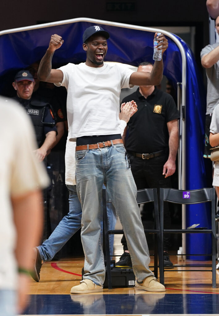 YOAN MAKOUNDOU Joan Makundu, bivsi kosarkas Buducnosti, na utakmici finala plejofa ABA lige protiv Partizana, u hali Moraca. Podgorica, 05.06.2025. foto: MN Press / ds Kosarka, ABA League, Buducnost, Partizan