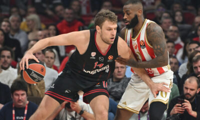 SASHA VEZENKOV Sasa Vezenkov kosarkas Olimpijakosa Pirej na utakmici Evrolige protiv Crvene zvezde u hali Beogradska arena, Beograd 26.11.2025. godine Foto: Marko Metlas Kosarka, Crvena zvezda, Evroliga, Olimpijakos Pirej