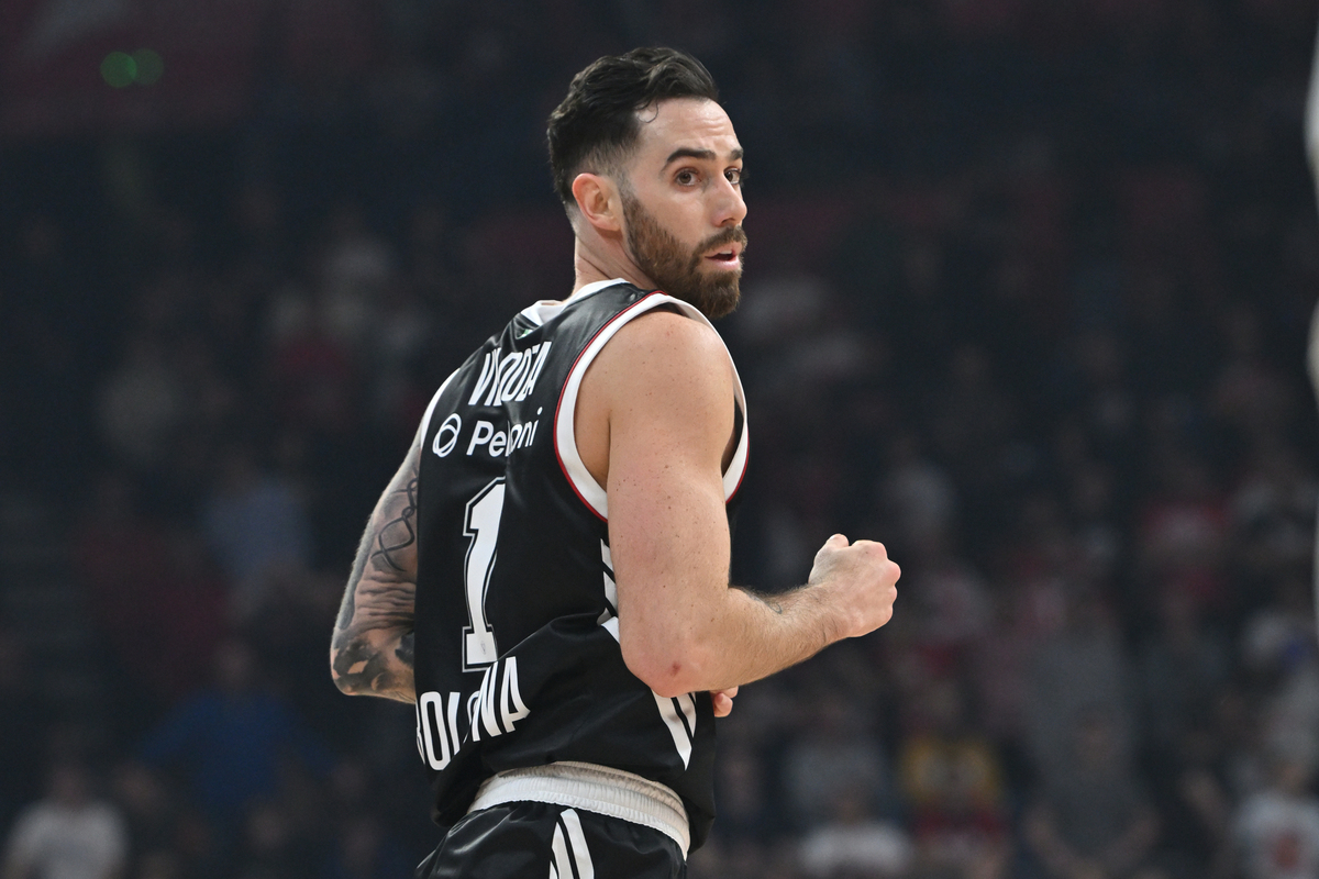 LUCA VILDOZA Luka Vildoza kosarkas Virtusa Bolonja na utakmici Evrolige protiv Crvene zvezde u hali Beogradska arena, Beograd 19.12.2025. godine Foto: Marko Metlas Kosarka, Crvena zvezda, Evroliga, Virtus Bolonja