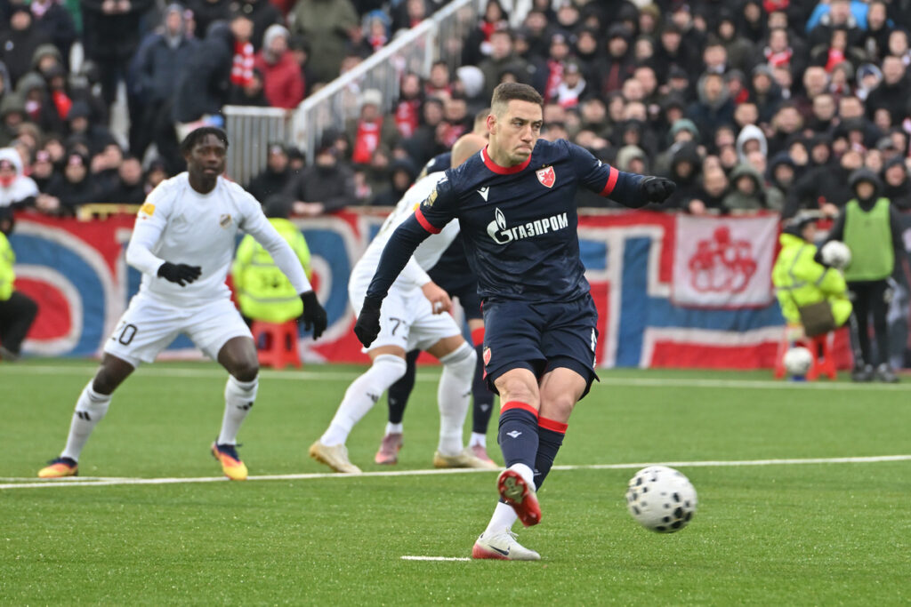 BRUNO DUARTE DA SILVA fudbaler Crvene zvezde na utakmici Superlige Prvenstva Srbije protiv Cukarickog na stadionu Cukarickog, Beograd, 01.02.2026. godine Foto: Marko Metlas Fudbal, Crvena zvezda, Superliga Prvenstvo Srbije, Cukaricki