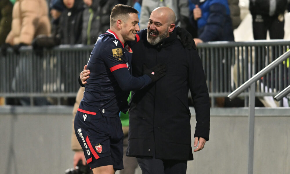 BRUNO DUARTE DA SILVA i DEJAN STANKOVIC trener fudbalera Crvene zvezde na utakmici Superlige Prvenstva Srbije protiv Cukarickog na stadionu Cukarickog, Beograd, 01.02.2026. godine Foto: Marko Metlas Fudbal, Crvena zvezda, Superliga Prvenstvo Srbije, Cukaricki