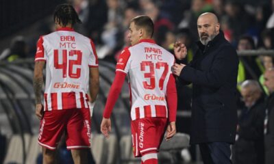 fudbaler Crvene zvezde na utakmici Superlige Prvenstva Srbije protiv Zeleznicara Pancevo na stadionu SC Mladost, Pancevo, 14.02.2026. godine Foto: Marko Metlas Fudbal, Crvena zvezda, Superliga Prvenstvo Srbije, Zeleznicar Pancevo