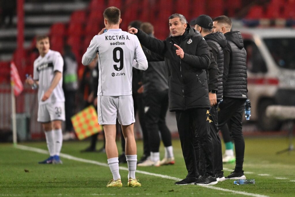fudbaler Partizana na utakmici Superlige Prvenstva Srbije protiv Crvene zvezde na stadionu Rajka Mitica, Beograd, 22.02.2026. godine Foto: Marko Metlas Fudbal, Crvena zvezda, Superliga Prvenstvo Srbije, Partizan