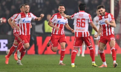 fudbaler Crvene zvezde na utakmici Superlige Prvenstva Srbije protiv Partizana na stadionu Rajka Mitica, Beograd, 22.02.2026. godine Foto: Marko Metlas Fudbal, Crvena zvezda, Superliga Prvenstvo Srbije, Partizan