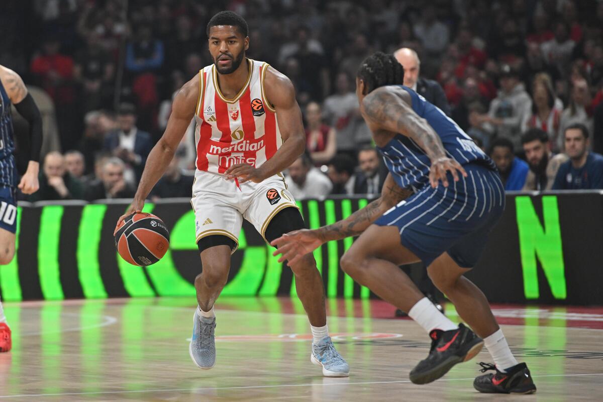 kosarkas Crvene zvezde na utakmici Evrolige protiv Anadolu Efesa Istanbul u hali Beogradska arena, Beograd 25.02.2026. godine Foto: Marko Metlas Kosarka, Crvena zvezda, Evroliga, Anadolu Efes Istanbul